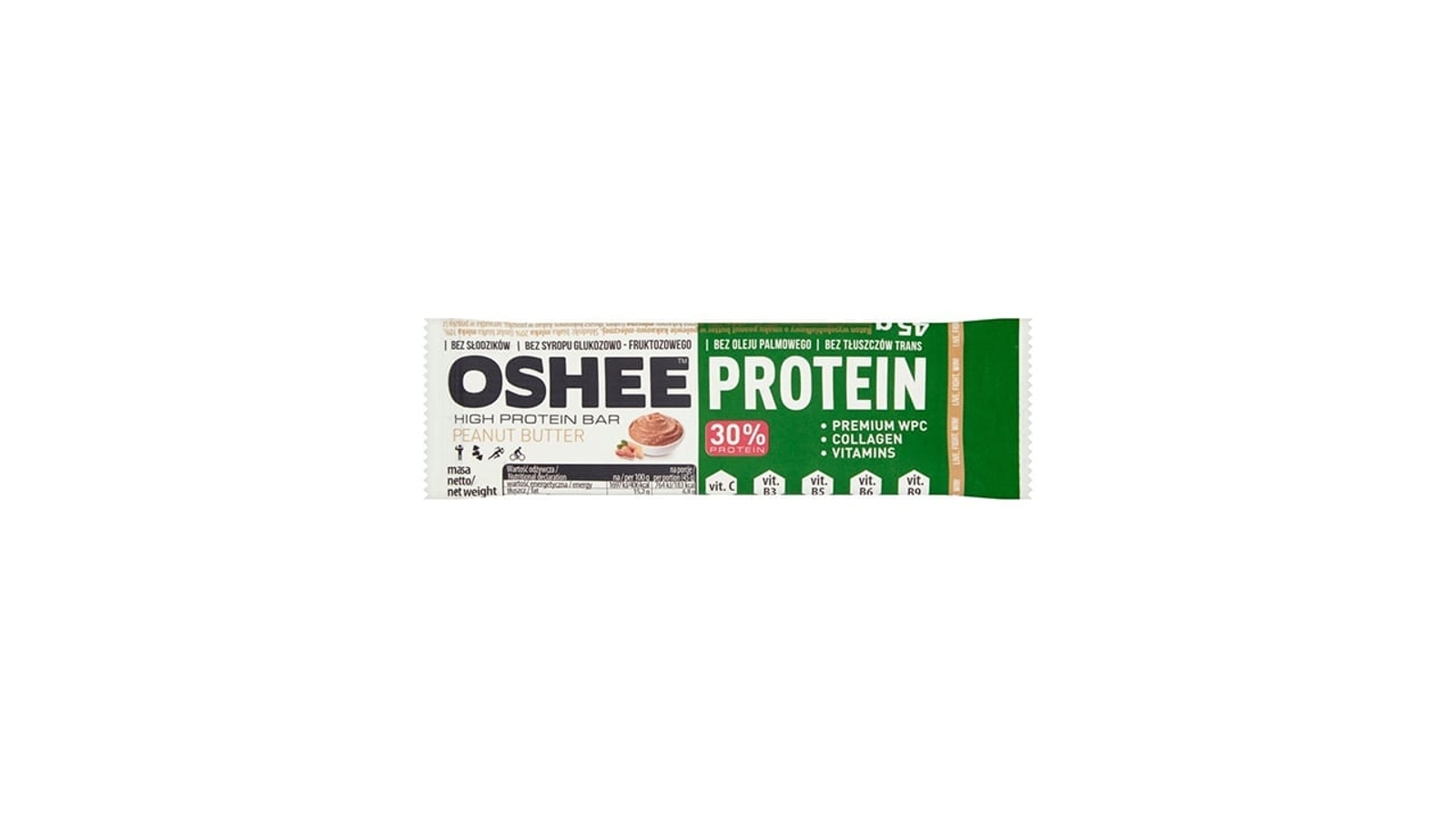 OSHEE PROTEIN μπάρα πρωτεΐνης peanut butter 45gr